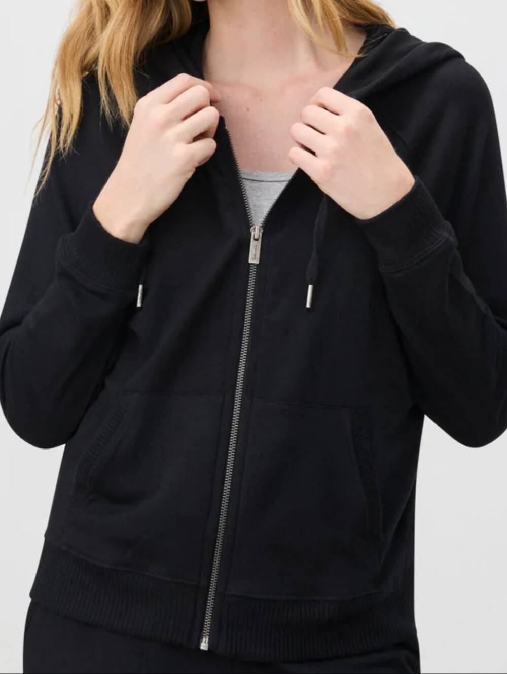 Splendid Women's Super Soft French Terry Zip Up Hoodie Black Size Small